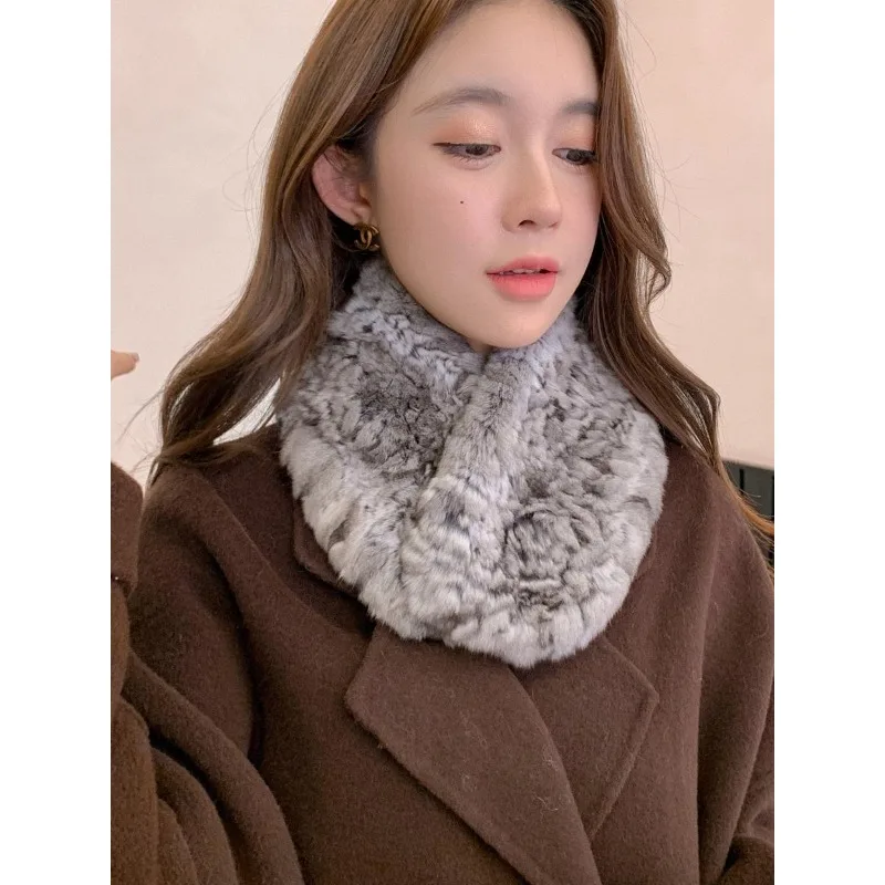 

Высококачественный голубой, фиолетовый и синий шарф из шиншиллы для женщин, зимнее тепло, двусторонний утолщенный шарф из собольного плетения из натурального меха