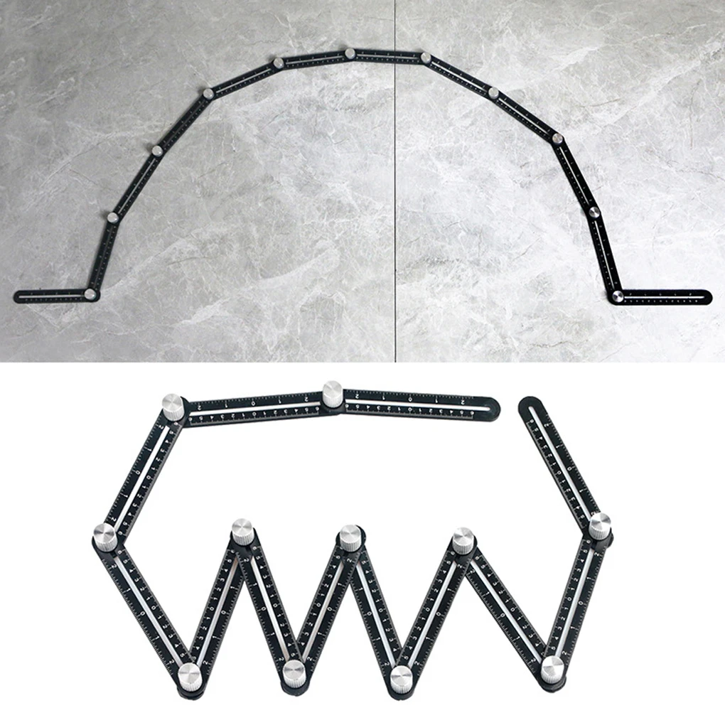 Regla de medición multiángulo de acero al carbono, localizador de perforación, 12 pliegues, carpintero graduado, tipo 2