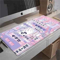 Bonito Kawaii Gamer Mouse Pad, grandes almofadas de teclado, Deskmat Game Mat, Tapete de Mesa Gaming, Tapete Rosa, 900x400mm, XXL