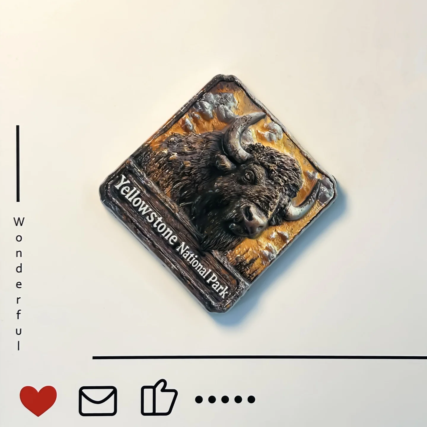 Yellowstone National Park, USA, iconic, wildlife, bison, creative 3D, refrigerator sticker collection