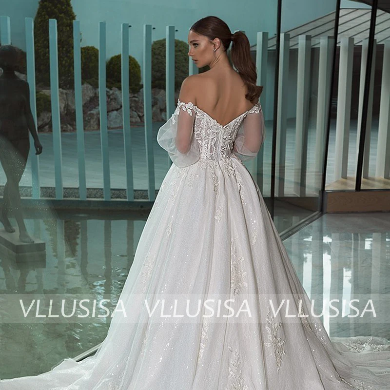 VLLUSISA Gorgeous Lace ชุดราตรีงานแต่งชุด Backless พัฟเจ้าหญิงชุดเจ้าสาว