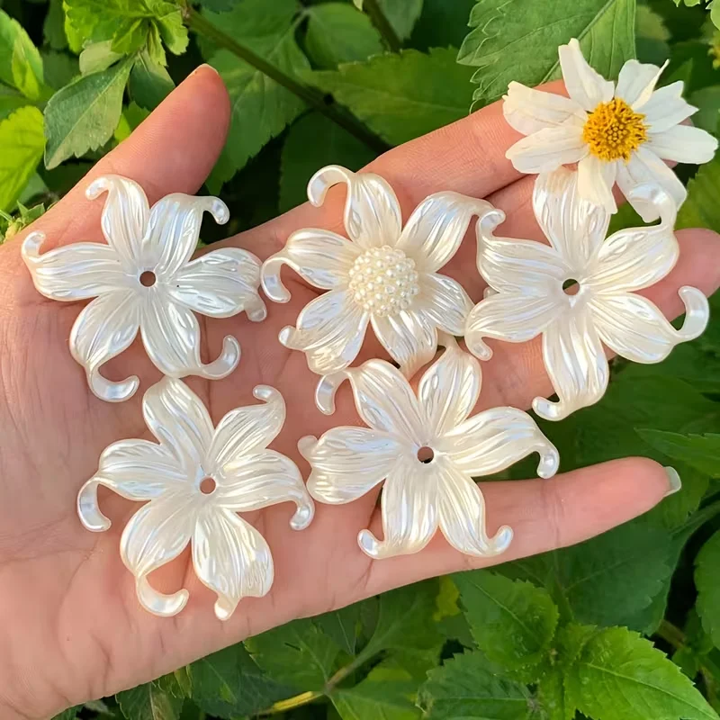 20pcs White Big Iris Flower Beads Charms for Jewelry Making Handmade Necklace Earrings Key Chain Additions