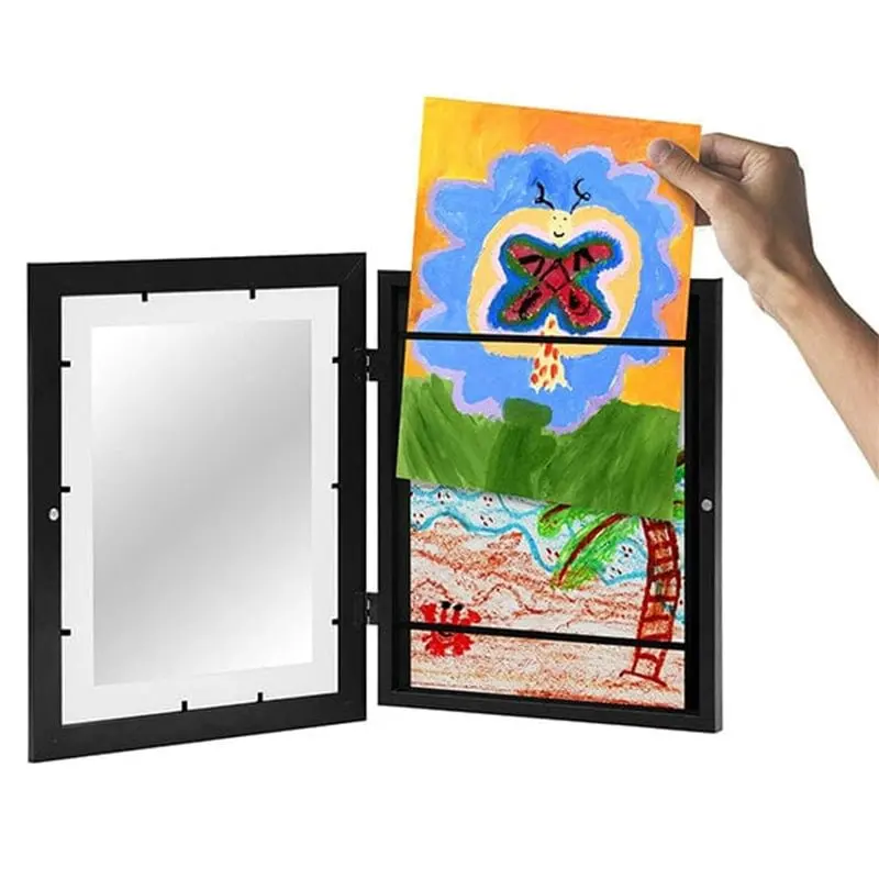 

Saker Children Art Frametory Projects 8.3x11.8 Kids Art Frames Magnetic Front Opening Tempered Glass Drawing Paintings Pictures