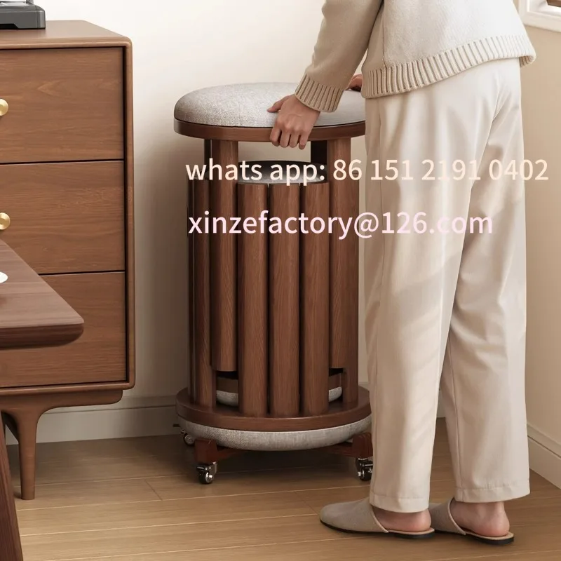 

Customizable Solid Wood Stool Household Stackable Round Stool