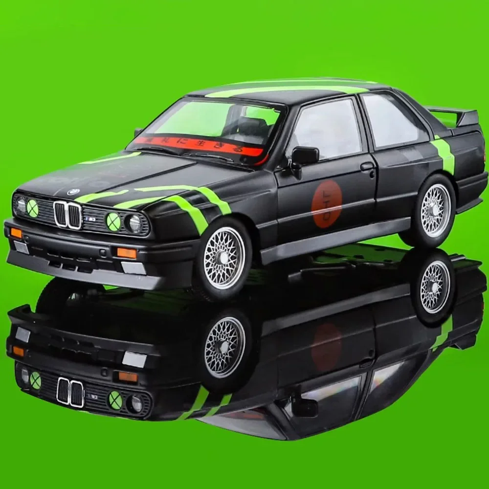 Scale 1:24 BMW M3 Floral Version Car Model Toy Miniature Diecast Metal Retro-style Racing Cars Models Sound Light Hobby Gifts