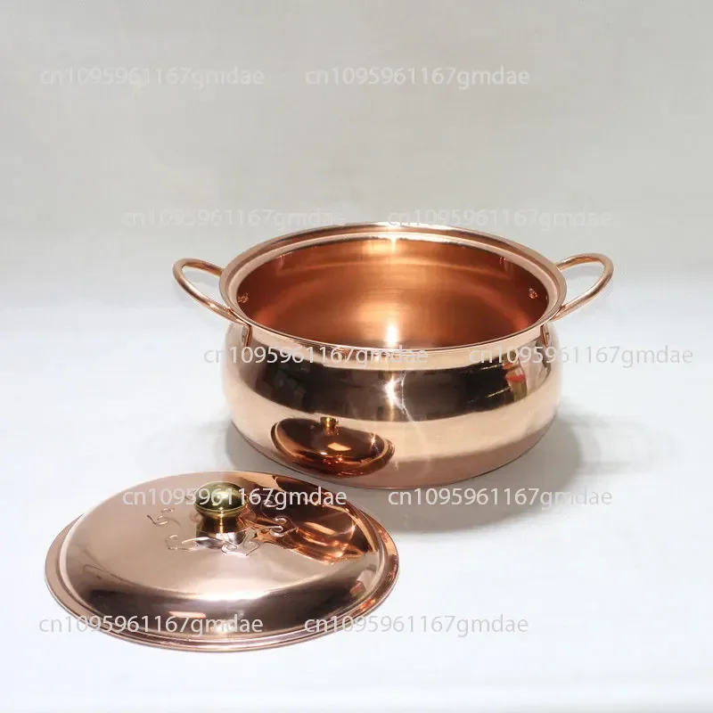 Pure copper thickened binaural composite bottom electromagnetic copper hot pot,  thickened gas copper soup pot spot