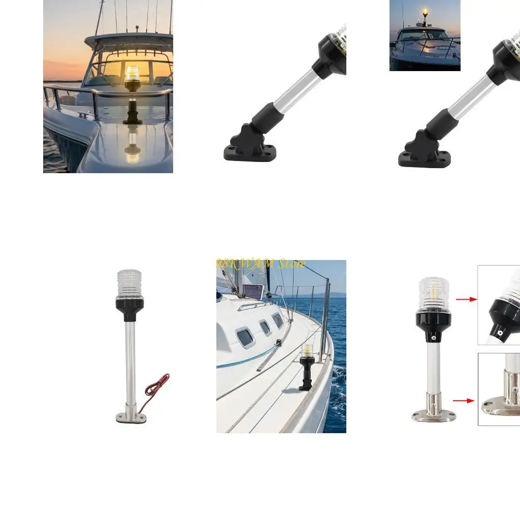 ABS Stainless Steel Foldable Boat Light with Waterproof LED for Small Ships 68UF