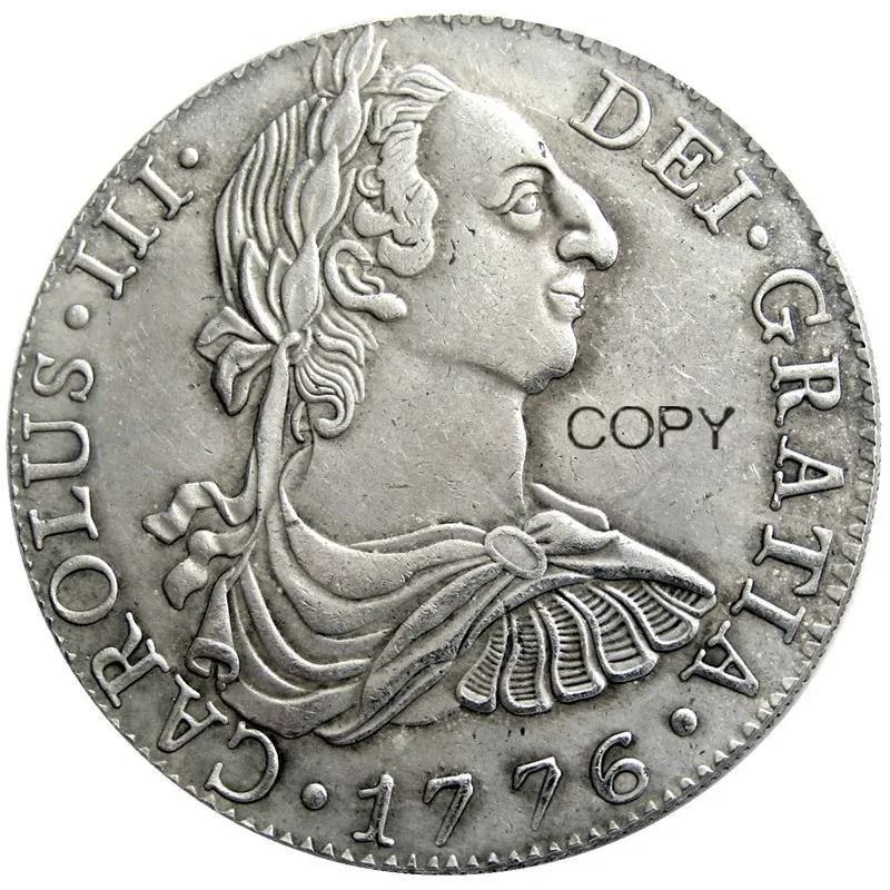 Spain 1776 CAROLUS III DEI GRATIA 8 Reales Silver Plated Copy Coins