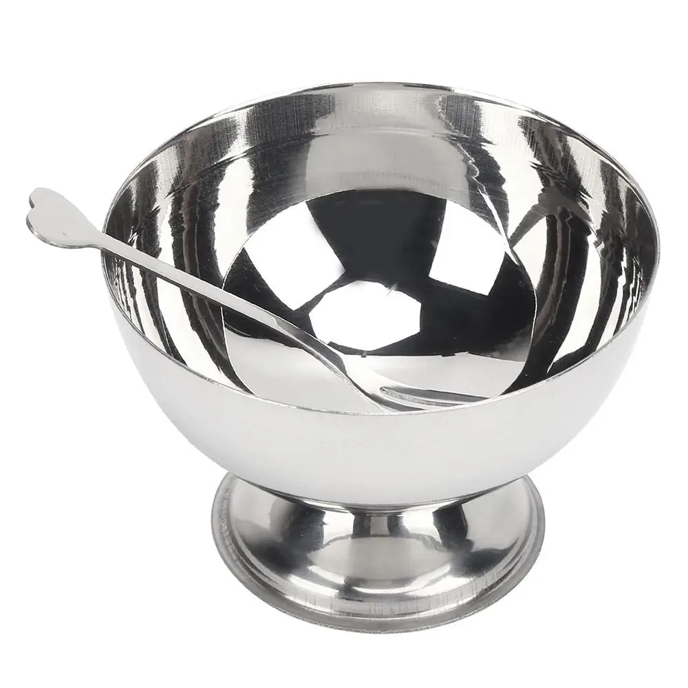 

Useful Round Dessert Cups Stainless Steel Reusable Dessert Holder Sturdy with Fork Candy Container Kitchen Accessories