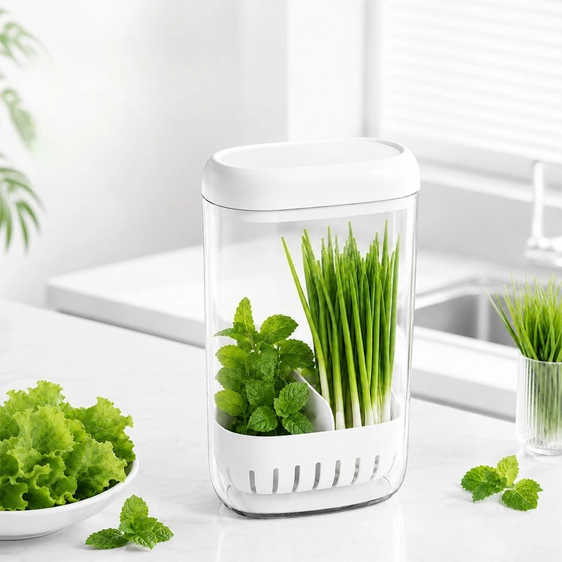 Refrigerator Herb Storage Box Water Cultivation Container for Cilantro Green Onion Mint Garlic and Garlic Sprout Keeping Fresh