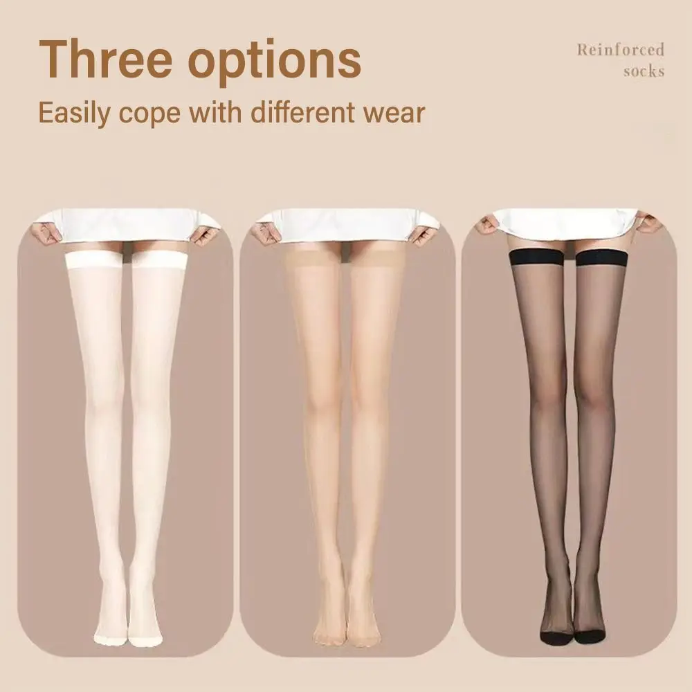 

2 Pairs Sexy Ultra Thin Thigh Knee Socks Glossy Solid Color Silk Socks Appear Slim Long Socks Lolita