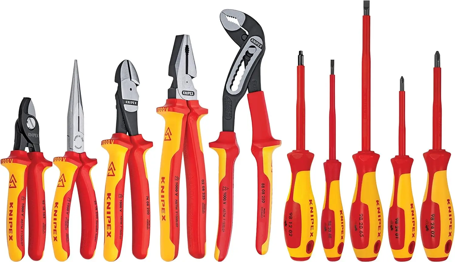 Knipex 989830US 10 -Piece 1000V Insulated Pliers, Cutters, and Screwdriver Industrial Tool Set