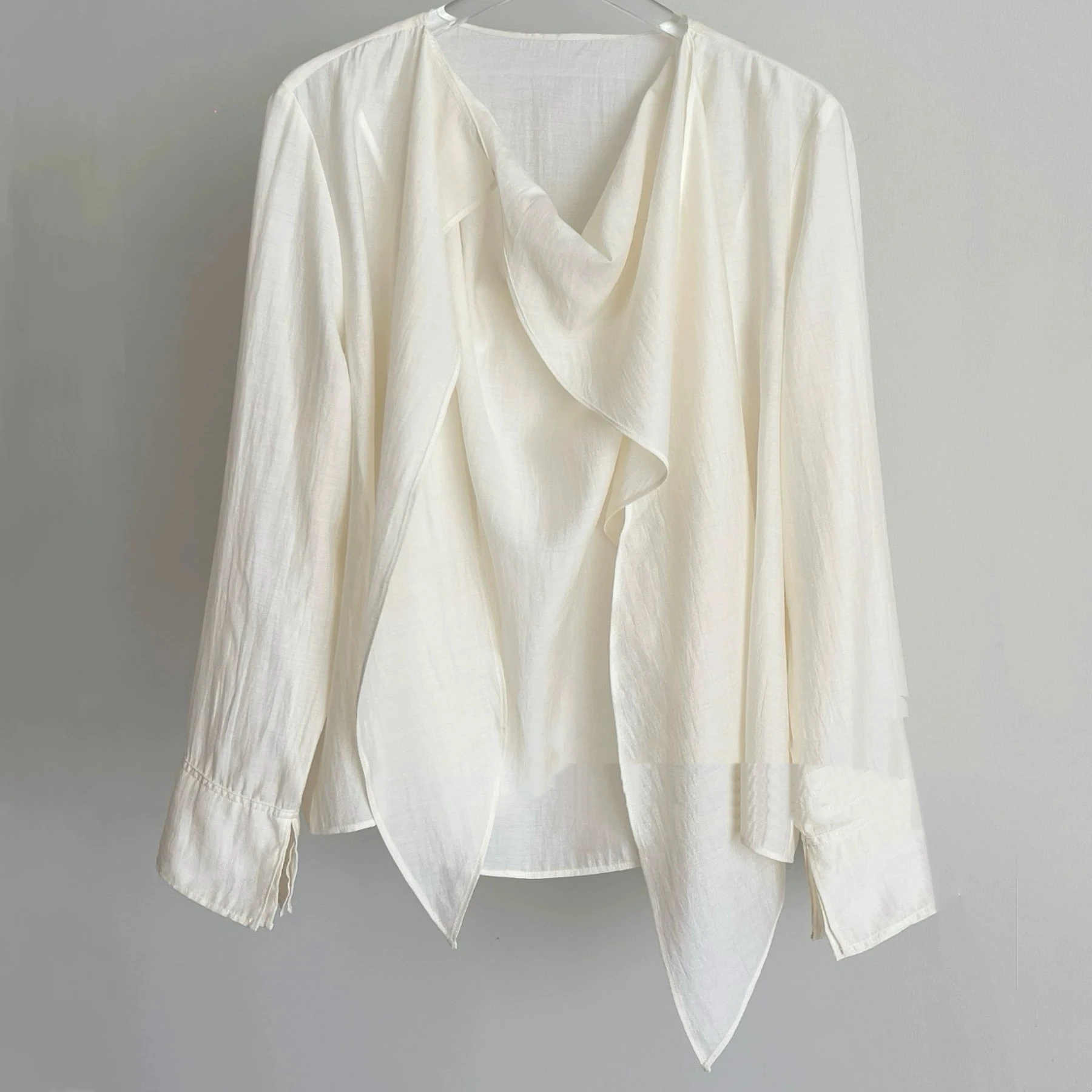 

T*ME 25 Autumn Commute Ele Long Sve Scarf Collar irt Versatile Slimming Wide Ne Women's Busin Casual Top