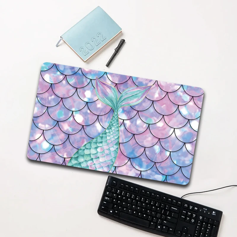 

Disney Pink Blue Mermaid Scale Mouse Pad Large Non-slip Waterproof Desk Mat for Computer Laptop