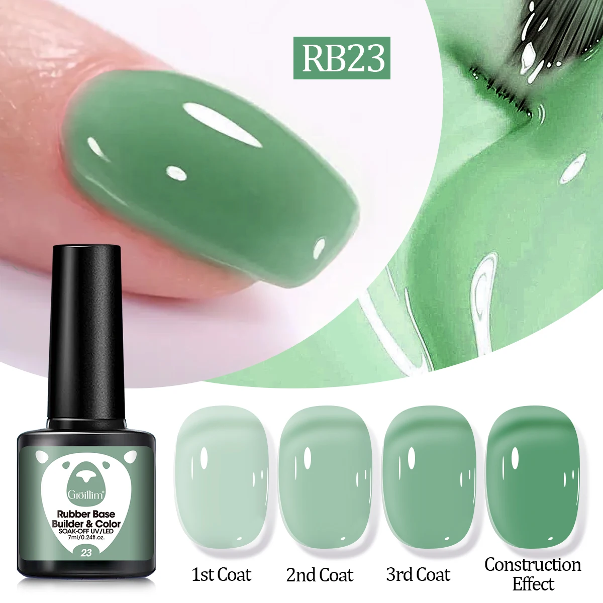 Groillim Single Color 0.24oz Semi-Permanent Colored Gel Nail Polish - LED/Dip Nail Polish, Suitable for Salon and DIY Use, Alcoh
