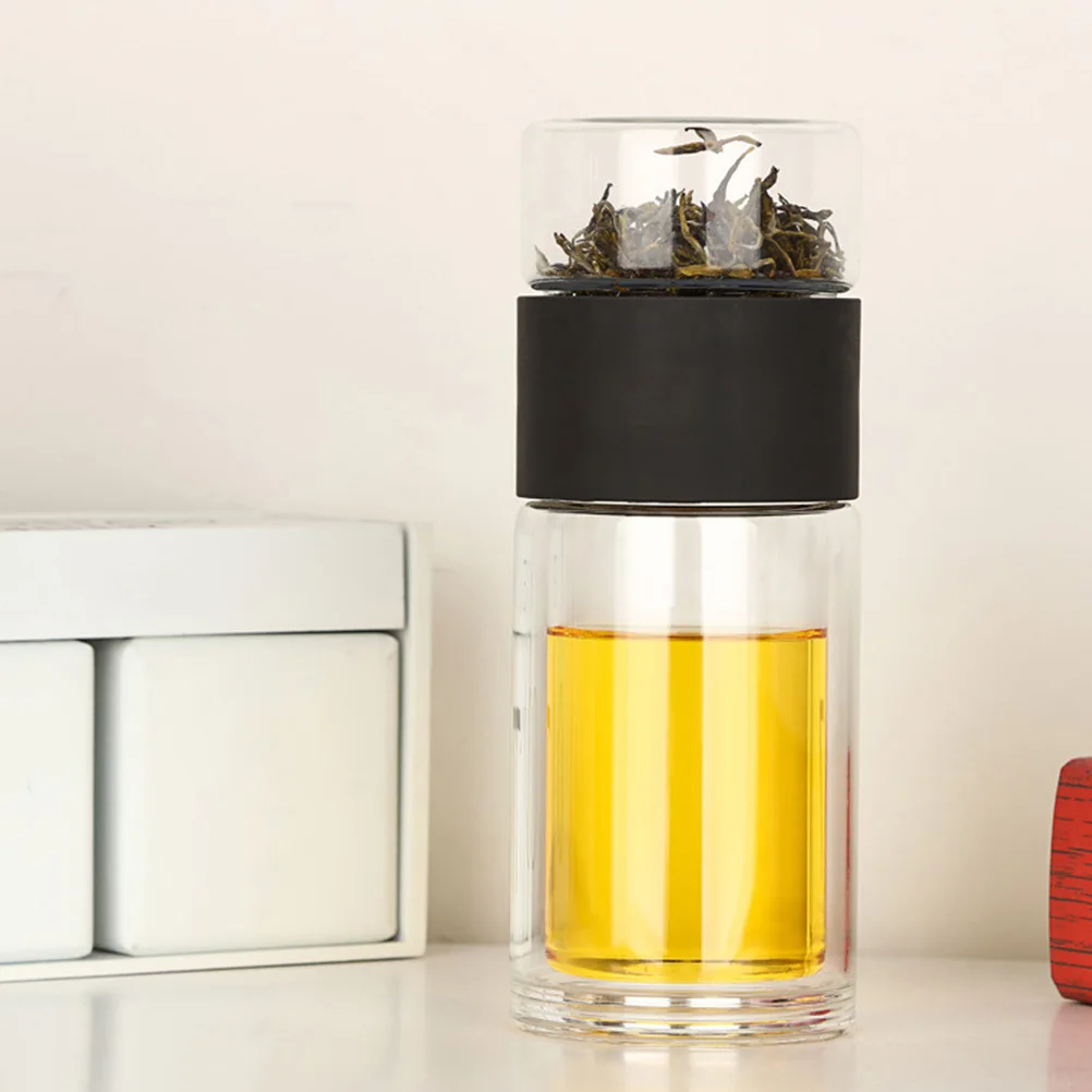 

1Pcs Tea Separation Cup Glass High Temperature Resistance Double Wall Tea Infuser Bottle Heat Insulation Portable
