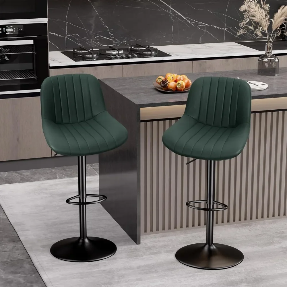 Bar Stools Set of 2, Adjustable Modern Swivel Bar Stools with Backs, Counter Height Performance Fabric Island Chairs