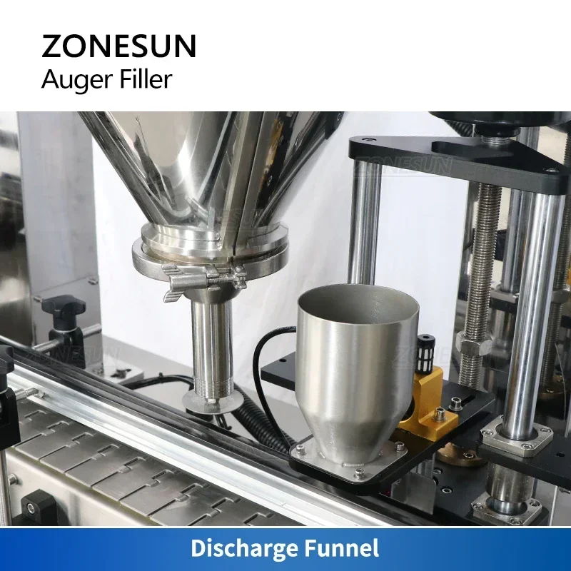 ZONESUN ZS-FM4A Riempitrice servo coclea a 3 teste per farina, latte in polvere, peperoncino, cacao e barattoli di bottiglie di caffè macinato