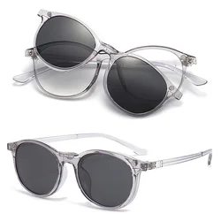 Transparent Color Frame Magnetic Polarized Sunglasses Soft Transparent Color Frame Clear Lens Sun Glasses Classic Vintage Sunsha