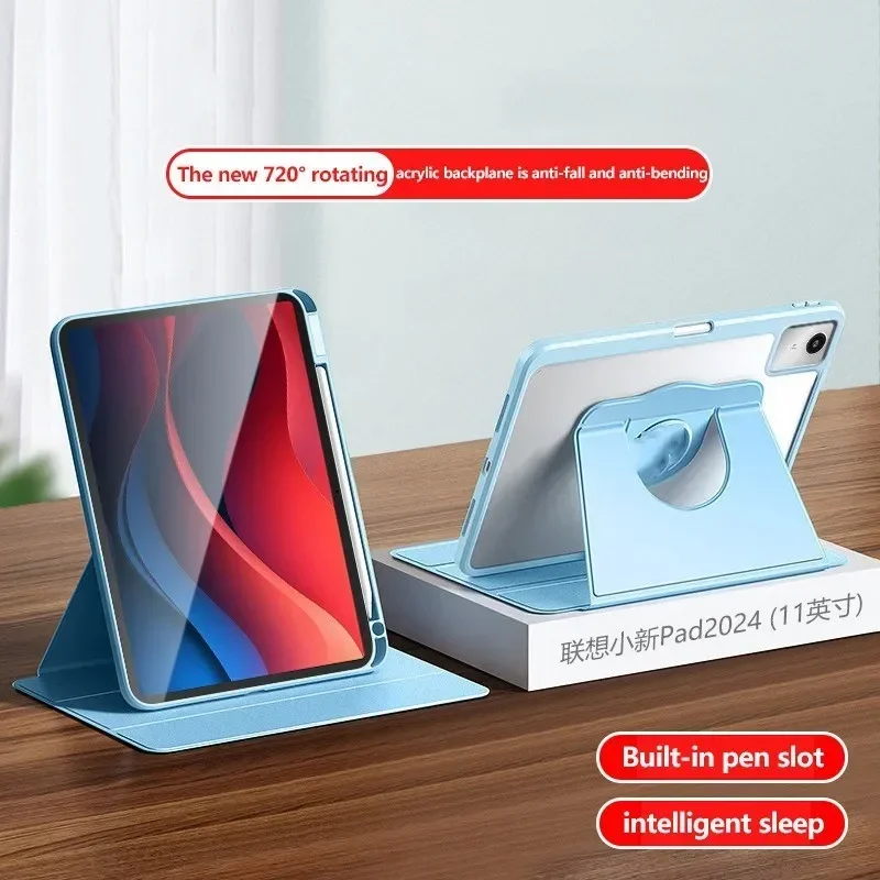 

For Lenovo Tab M11 Case 360 ° Rotation Anti-bending Acrylic Tablet Protective Cases For Lenovo Xiaoxin Pad 2024 Cover TB330FU