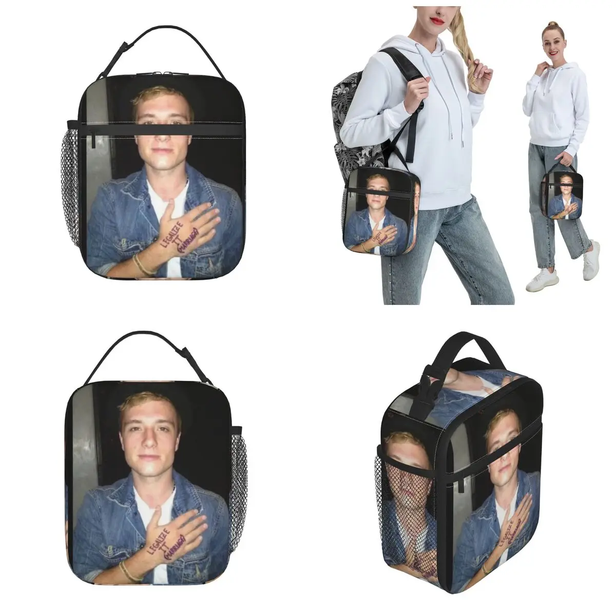 Vintage Josh Hutcherson Product Insulated Lunch Bag Outdoor Food Box Portable New Arrival Thermal Cooler Lunch Box