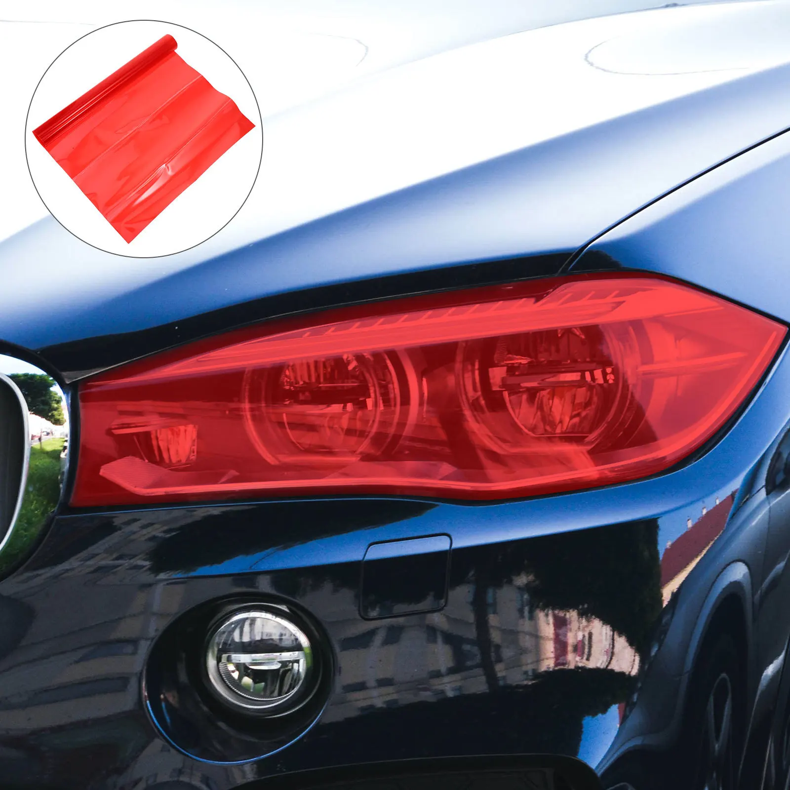 

Headlight Color Change Film Red 90% Transparent Heat Water Resistant Stretchable Car Light Protection Tint Vinyl Decals
