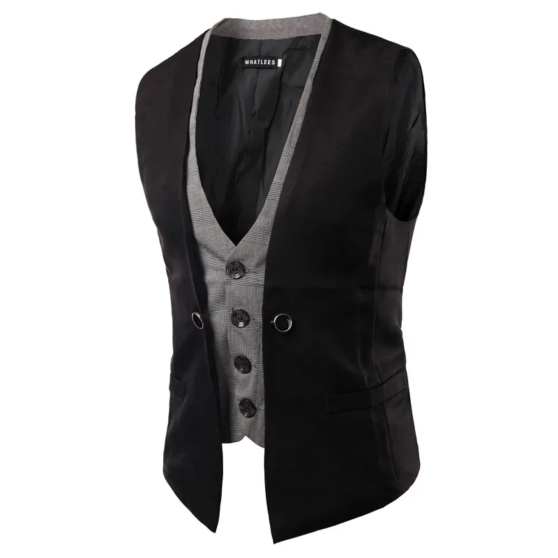 Men's Clothing 2024 Korean Slim Fit Double Breasted Suits Vest Man England Gentle Contrast Waistcoat Mens Tops Gifts