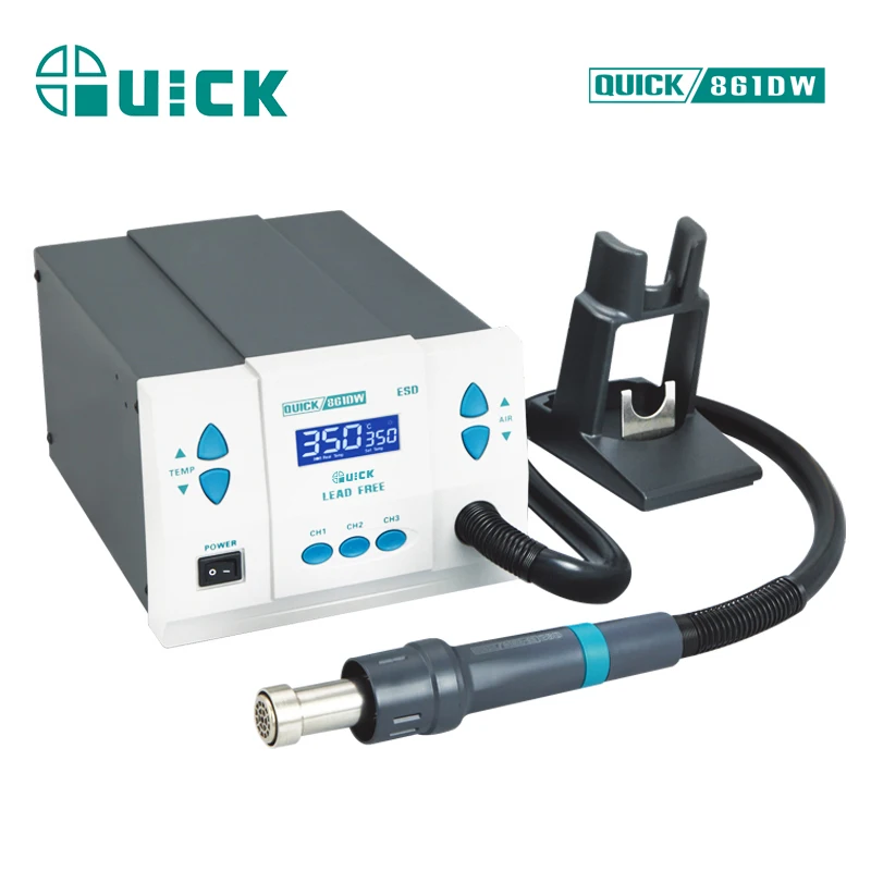 พัดลมไร้แปรง Hot Air Rework Station 1000W Quick 861DW SMD Rework Station จอแสดงผล LCD สําหรับ Desoldering