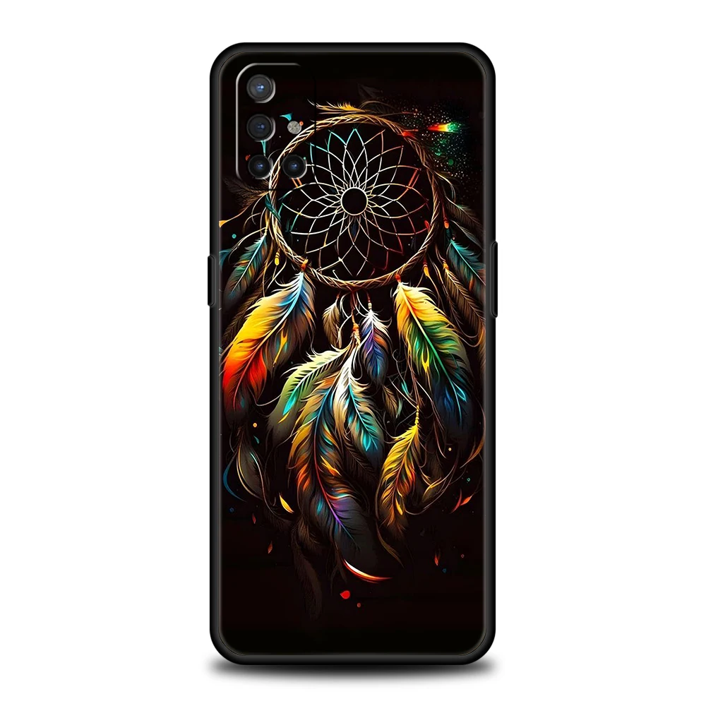 Caixa do telefone do silicone do Dreamcatcher da mandala, saco de Shell para Oneplus 11, 10T, Nord N100, N10, 10, 7, 8, 9, 9R, 7T, 8T, N200, CE 2, 9RT, pro 5G