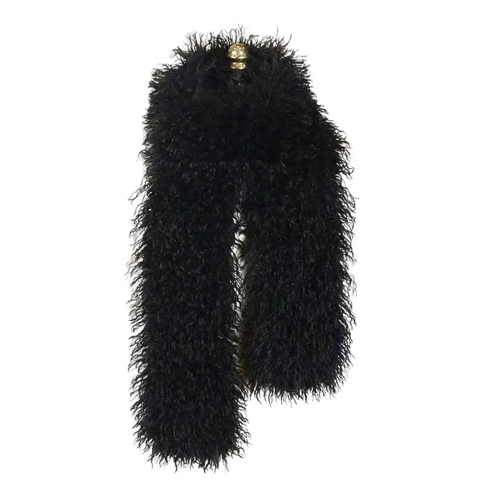 180CM Imitation Wool Scarf Double-Sided Whole Skin Fake Sheep Fur Scarf Soft Texture Thickened Neckerchief Scarves for Warm view 5