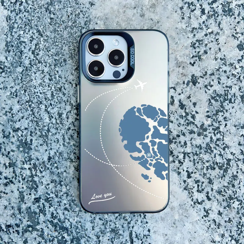 Flugzeug-Handyhülle mit Herz-Paar-Motiv für Apple iPhone 17 16 15 13 12 11 Pro Max Mini 14 Pro Max Plus – Stoßfeste Laser-Cover – Detail 1