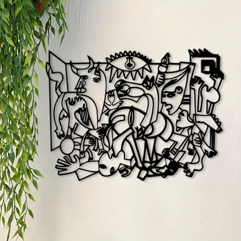 Guernica Minimal Line Metal Wall Art Abstract Iron Sculpture Home Decor