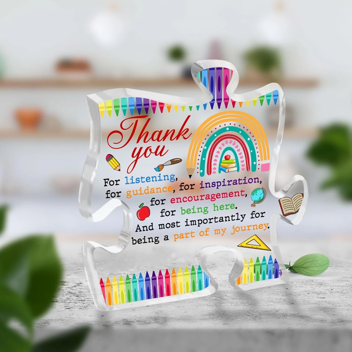 Thank You Gifts Teacher Puzzle Acrylic Plaque, Inspirational Teacher Table Decor, Retirement Gifts for Teachers Coach ﻿