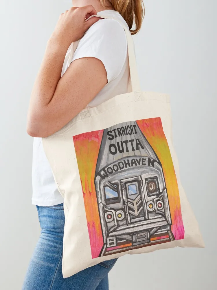 Straight Outta Woodhaven J Train Tote Bag eco pack Handbags women tote bag women tote bag