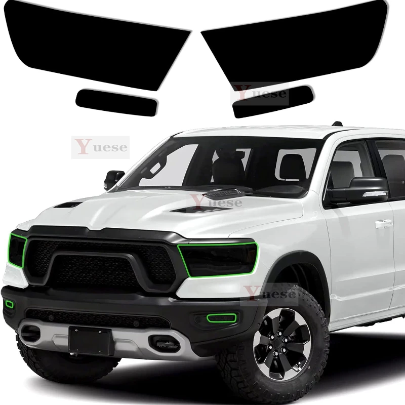 

Для Dodge Ram 2019-2022 2 шт. защитная пленка для фар автомобиля прозрачная дымчатая черная наклейка из ТПУ
