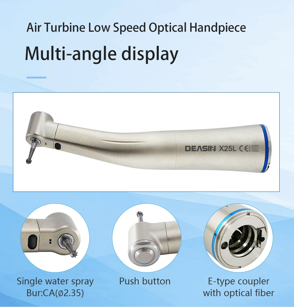 X25/X25L Dental 1:1 Winkelstück mit blauem Ring, niedriger Drehzahl, mit/ohne LED, Glasfaser-Luftturbinen-Dentalwerkzeuge – Detail 3
