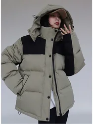 Winter Hooded Short Puffer Jacket Women Autumn Winter Loose Thick Cotton Padded Coat Female Streetwear Oversized Parkas Mujer