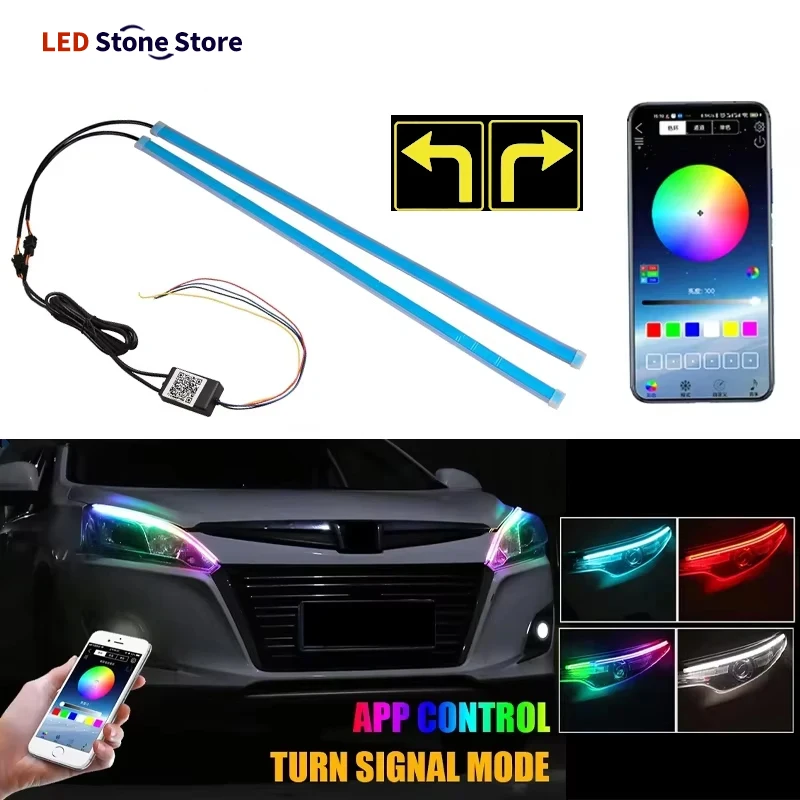 App-gesteuertes DRL Auto-Tagfahrlicht mit Blinker RGB Scan Start Flexibler Symphony Flow LED-Scheinwerferstreifen 12V