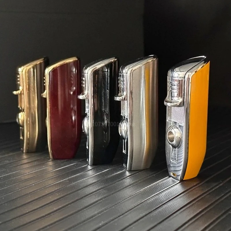 

2025 new windproof three-fire fierce cigarette lighter with bottom drilling function two-in-one men's gift box wholesale