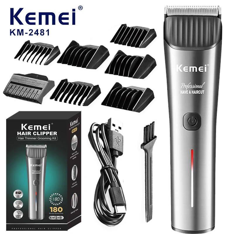 

Kemei Professional Hair Clipper 0mm Zero Gapped Carving Clipper Men Cordless Hair Trimmer Electric Hair Cutting Machine KM-2481