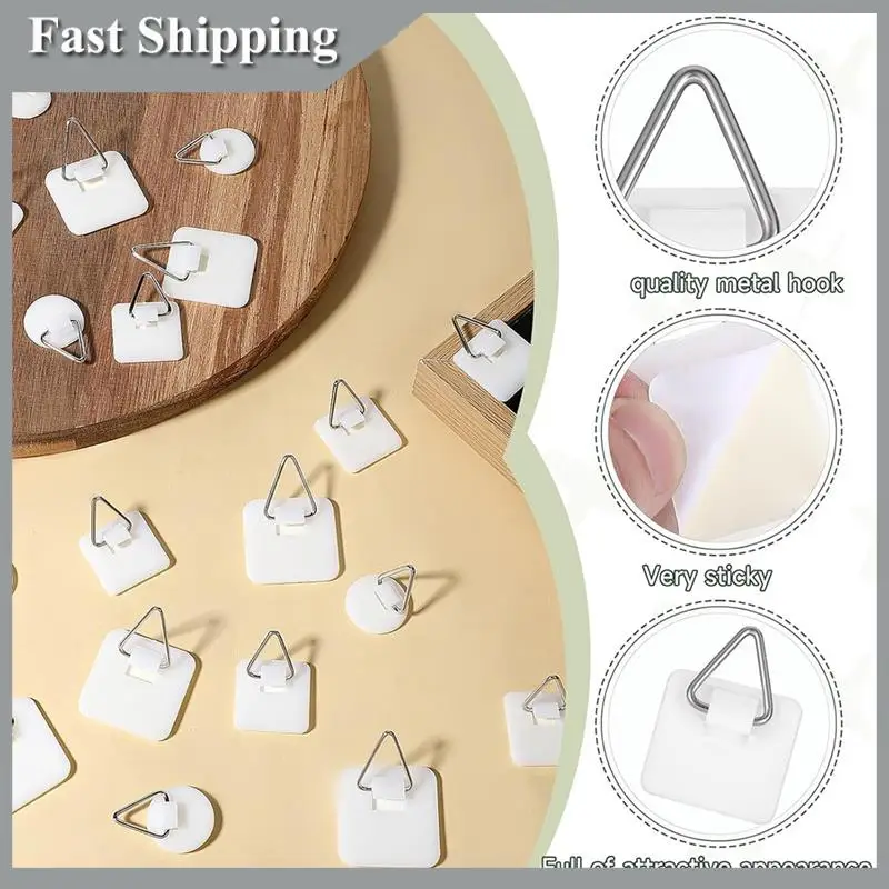 

A91P 30 Pack Adhesive Picture Hanger Picture Hanging Hooks Without Nails Adhesive Wall Hangers Sticky Picture Hangers