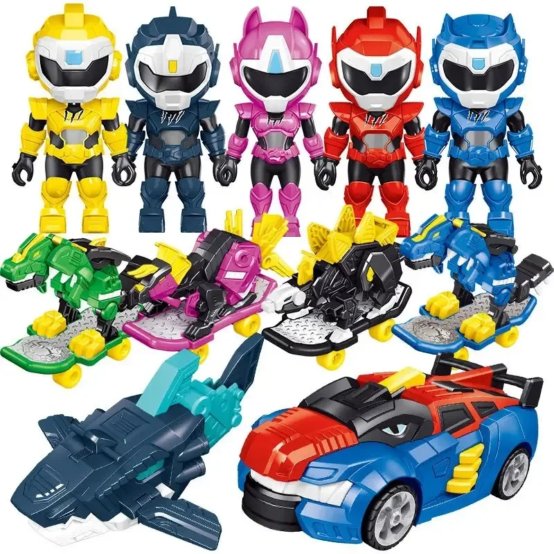 Mini Force X Super Dinosaur Power Transformation Skateboard Toys Action Figures MiniForce Warrior Model Robot Gifts