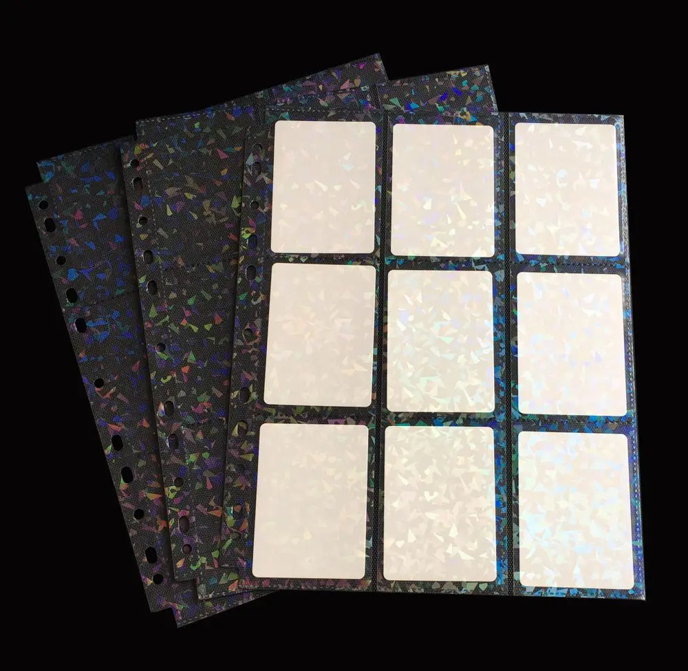 

Holographic Card Sleeve Page Double Side 9-Pocket Trading Card Binder Protector Sheet: 30 Pages, 540 Pockets