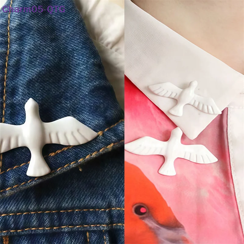 2Pcs Retro Simple White Dove Brooch Exquisite Small Animal Pins For Men Women Versatile Novelty Badge Clothing Accessories Gifts