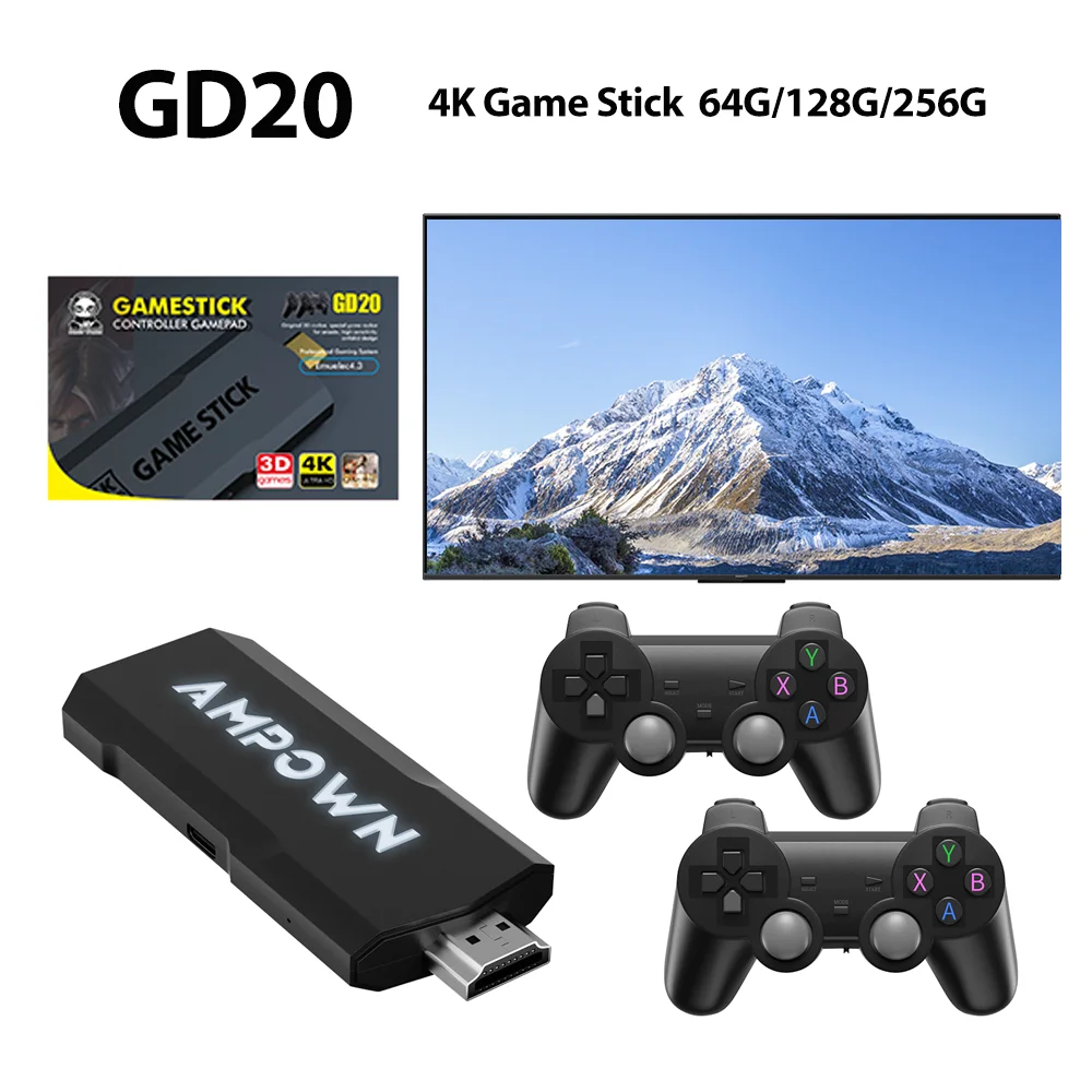 GD20 4K Game Stick HD Output 2.4G Wireless Controllers Emuelec 4.3 Aigame 905M 256G 70,000+ Installed Retro Video Game Console