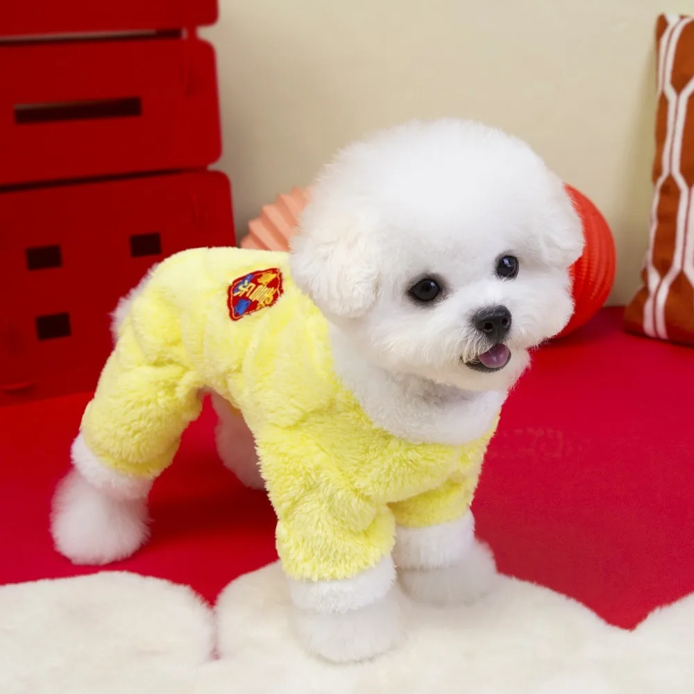 Blessing Warm Dog New Year Costumes Soft Comfortable Winter Dogs Jumpsuit Velvet Festive Dog Plush Hoodies Spring Festival