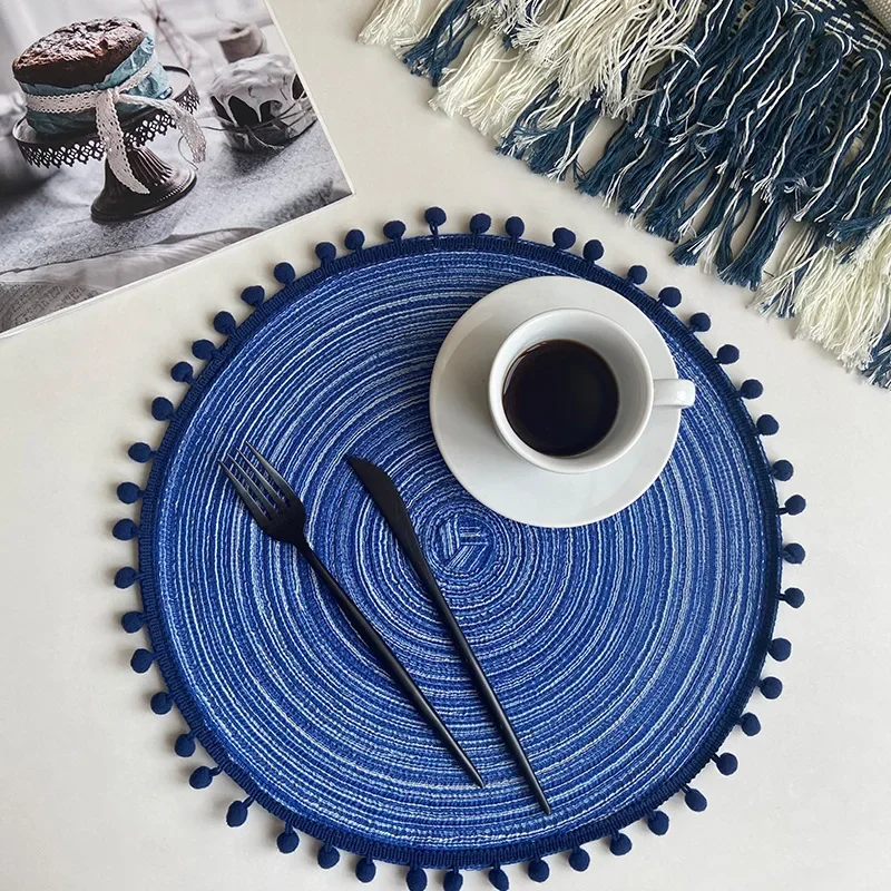 Imitation Cotton Yarn Coaster for Home Decoration Vase Mat Semi Handmade Woven Meal Mat Hotel Restaurant Round Insulation Mat