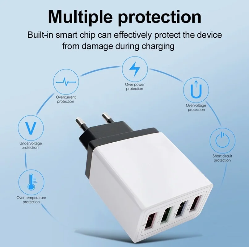 AC DC Universal Power 5V 3A Adapter Supply 4-Ports USB Charger Mobile phone AC/DC USB 5 V Power Adapter 220V To 5V EU Plug