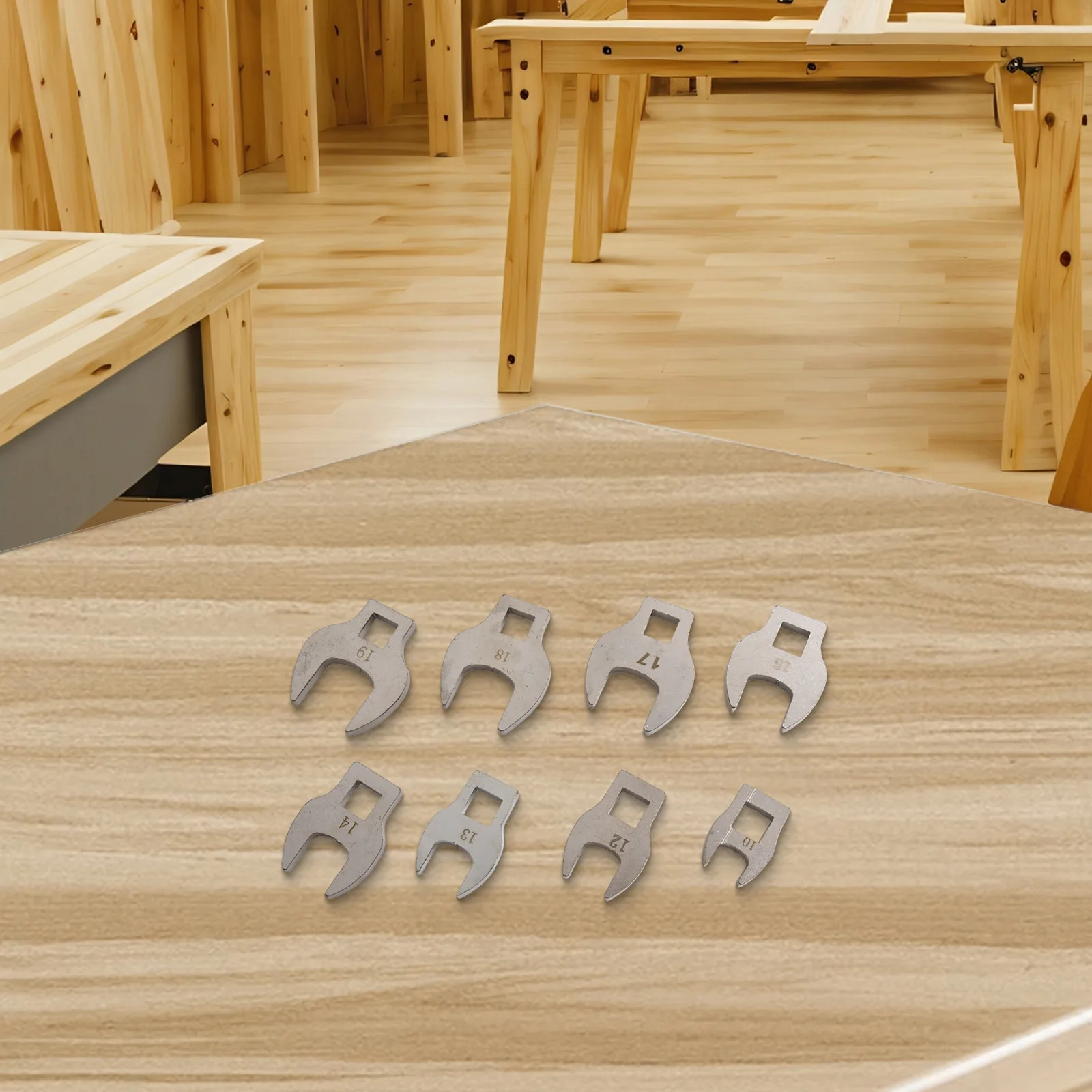 8pcs 3/8'' Drive Crowfoot Wrench 10 To 19mm Metric Foot Open End Spanner Metric Repairing Wrench Hand Tools