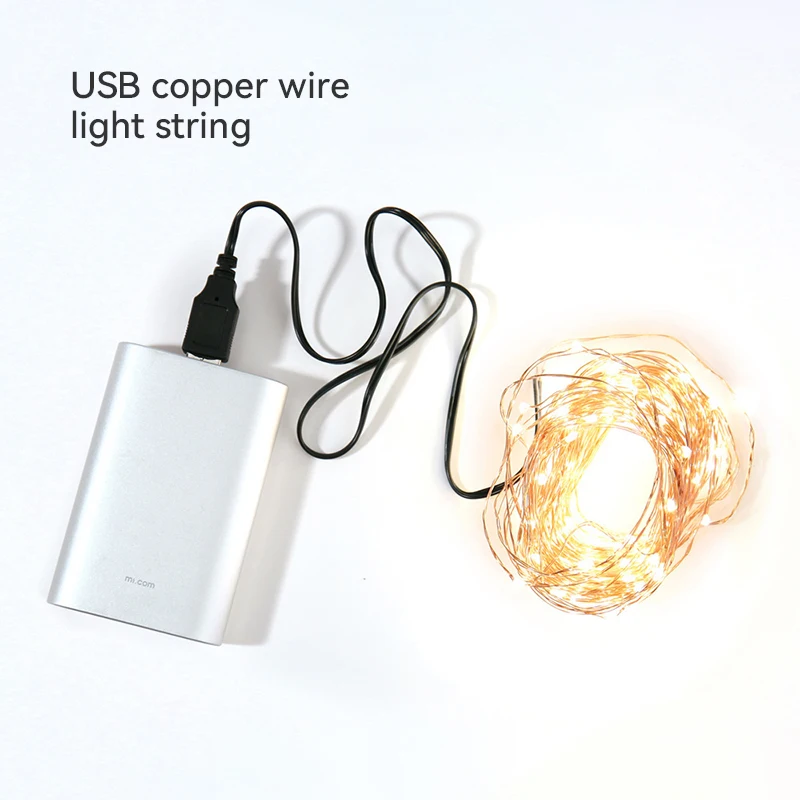 USB Interface Power Supply Copper Wire Light String Christmas LED Decoration Various Color Options